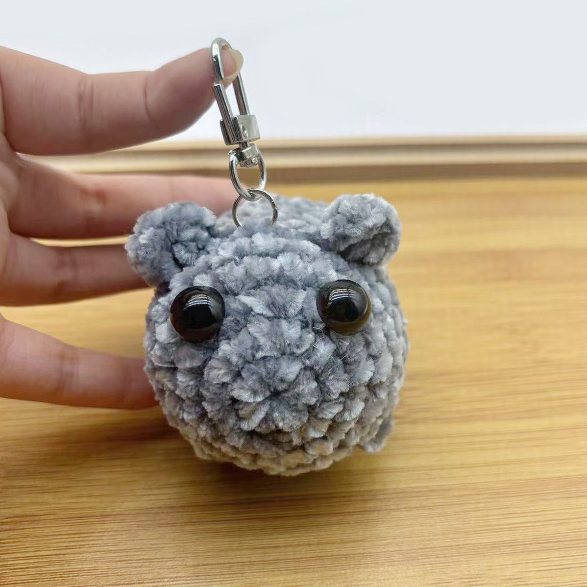 Sad Hamster Wool Knitted Chenille Handmade Cartoon Doll Keychain