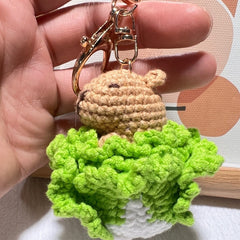 Handmade Crochet Crossdressing Water Dolphin Small Doll Wool Crochet Kapybara Keychain Bag Pendant