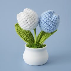 Gradient colour tulips handmade crochet potted plant car ornament mother's day graduation season gift