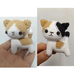 Handmade Crochet Doll Pendant Cat Crooked Head Cat