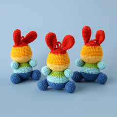 Handmade Crochet Large Rainbow Rabbit Doll Pendant Doll Ornament Bag Accessories