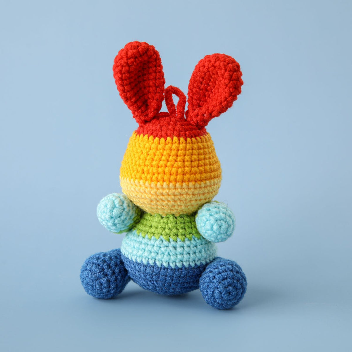 Handmade Crochet Large Rainbow Rabbit Doll Pendant Doll Ornament Bag Accessories